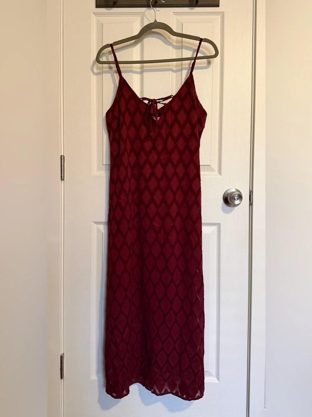 NWT Boho Band of the Free Burgundy Burnout Side Slit Maxi Dress Size M - Picture 2 of 6